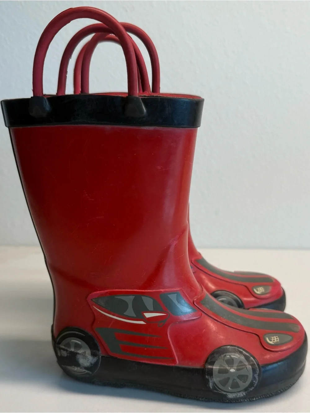 Cat & Jack Red Race Car Rain Boots Toddler Size 7 Waterproof